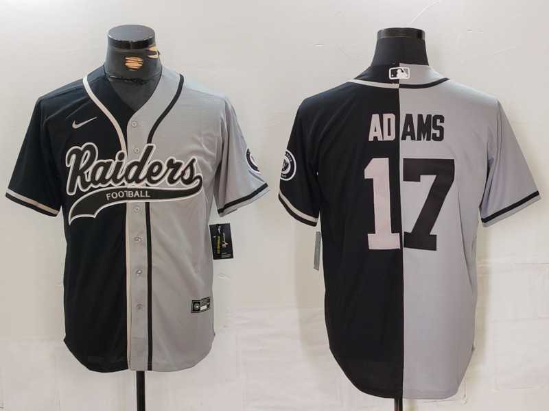 Mens Las Vegas Raiders #17 Davante Adams Grey Black Split Cool Base Stitched Baseball Jersey->las vegas raiders->NFL Jersey